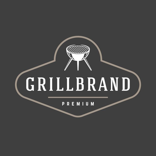 Barbecue logo sjabloon vector-object voor logo of badge ontwerp Trendy retro-stijl illustratie grill silhouet