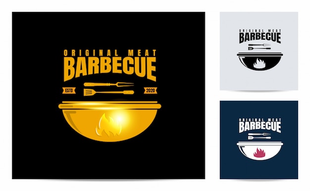 Vettore logo di barbecue con concetto vintage