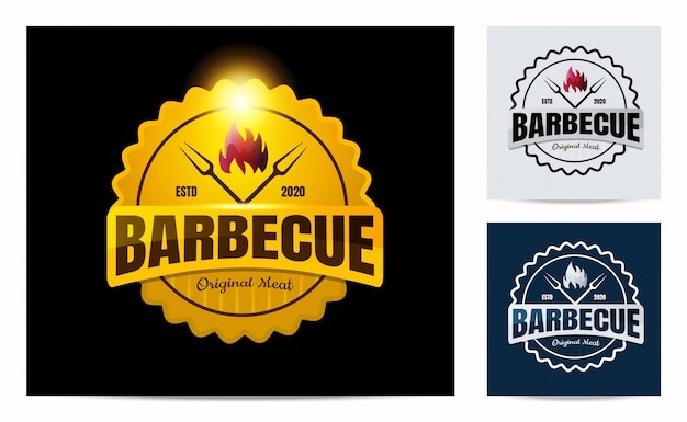 Logo di barbecue con concetto vintage