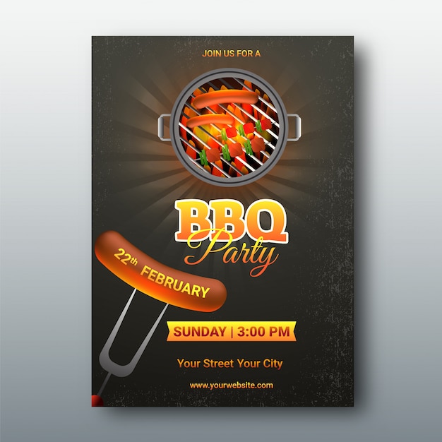 Vector barbecue menu card or invitation.