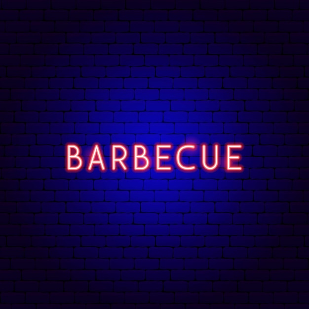 Barbecue Neon Text. Vector Illustration of BBQ Promotion.