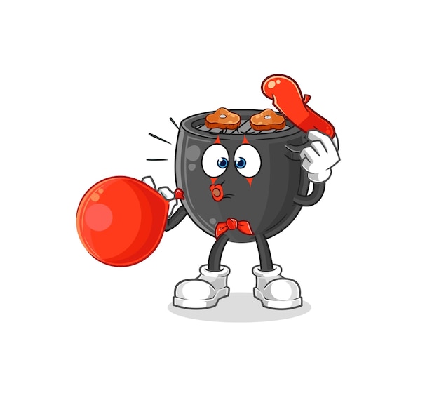 Barbecue pantomime blowing balloon cartoon mascot vector