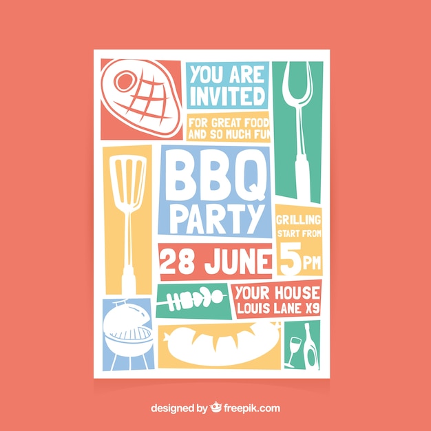 Vector barbecue party flyer