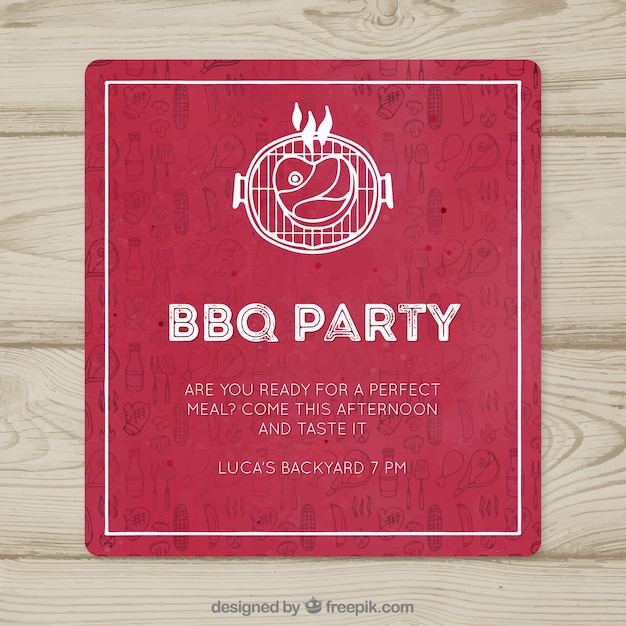 Vector barbecue party invitation in hand drawn style