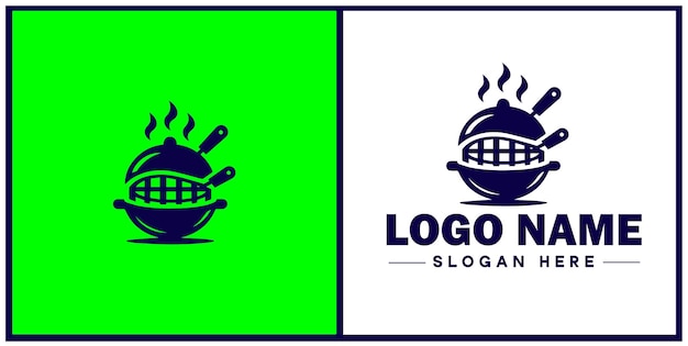 Vector barbecue restaurant icon bbq joint grill house smokehouse flat logo sign symbol editable vector