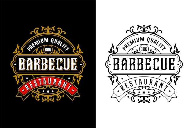 Barbecue restaurant premium kwaliteit vintage design logo