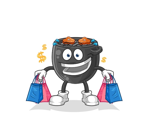 Barbecue shoping mascotte cartoon vector