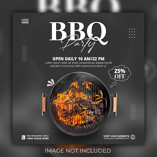 Barbecue social media poster sjabloon concept