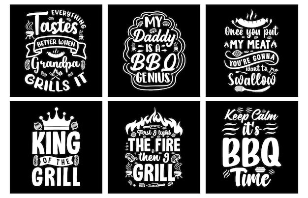 Barbecue T-shirt ontwerp bundel. Barbecue vectorafbeeldingen. Barbecue Grill typografie. BBQ SVG-bundel