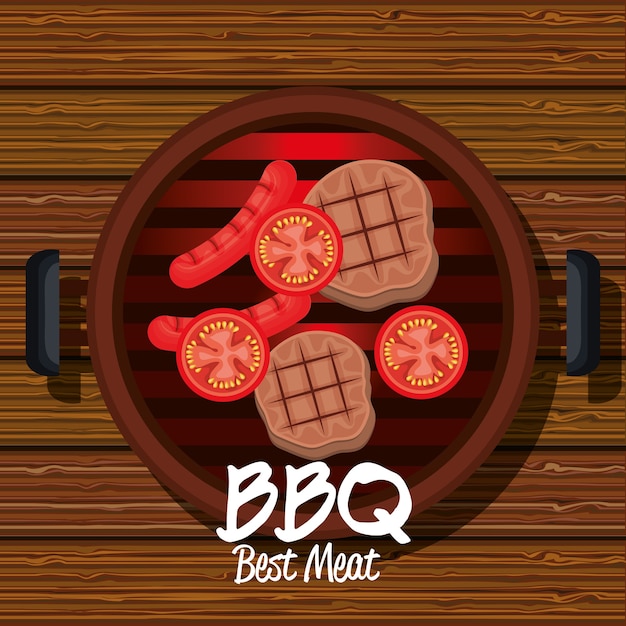 barbecue time best meat vector illustration design