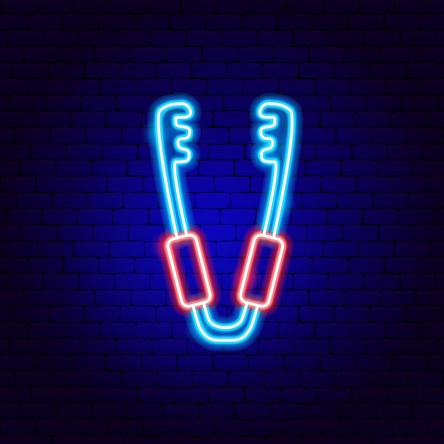 Vector barbecue tongs neon sign. vector illustration of grill promotion.