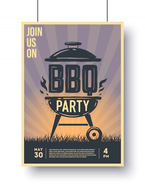 Barbecue vintage poster. bbq time. barbecue party.