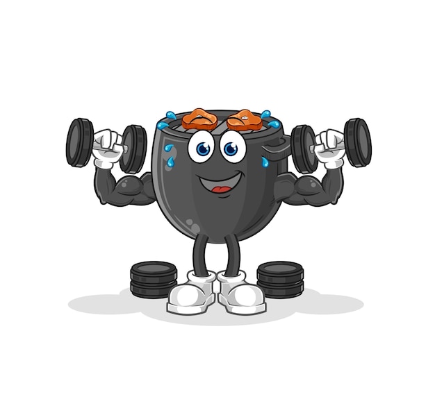 Vector barbecue weight training illustration character vector