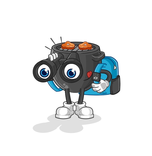 Barbecue with binoculars character cartoon mascot vector