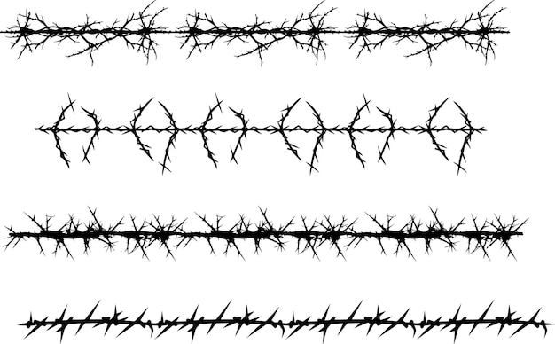 Barbed Wire Black Color Silhouette illustration 2
