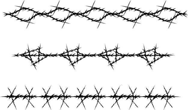 Vector barbed wire black color silhouette illustration 3