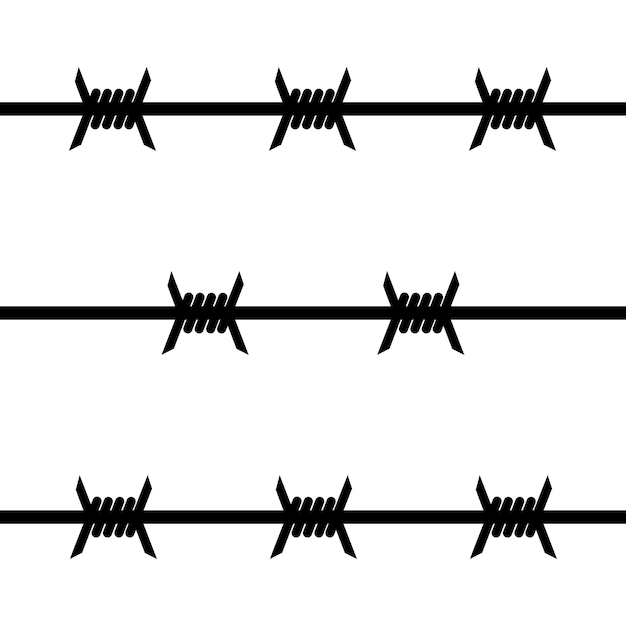 Вектор Знак забора из колючей проволоки с острыми шипами колючей проволоки для защиты территории