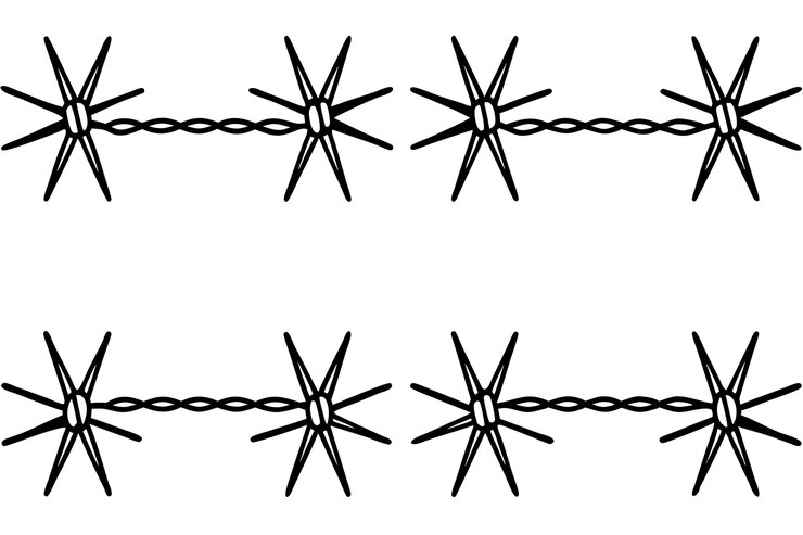 Vector barbed wire line art detailed hand drawn wire illustration