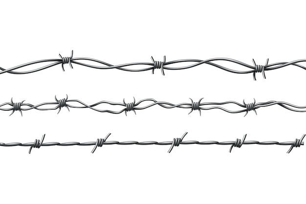 Barbed wire Protective boundary Protection concept design Vector fence seamless illustration isolated on white