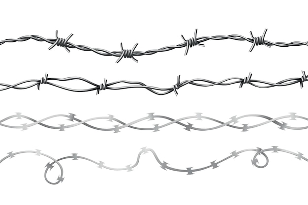 Barbed wire Protective boundary Protection concept design Vector fence seamless illustration isolated on white