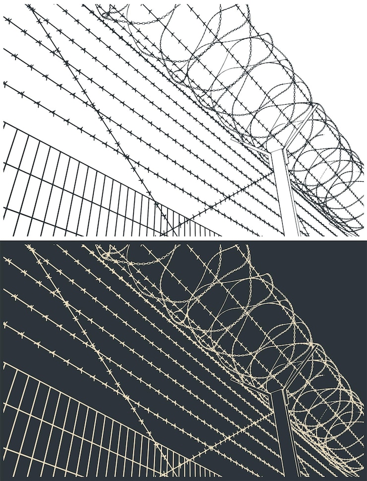 Vector barbed wire and razor tape illustration