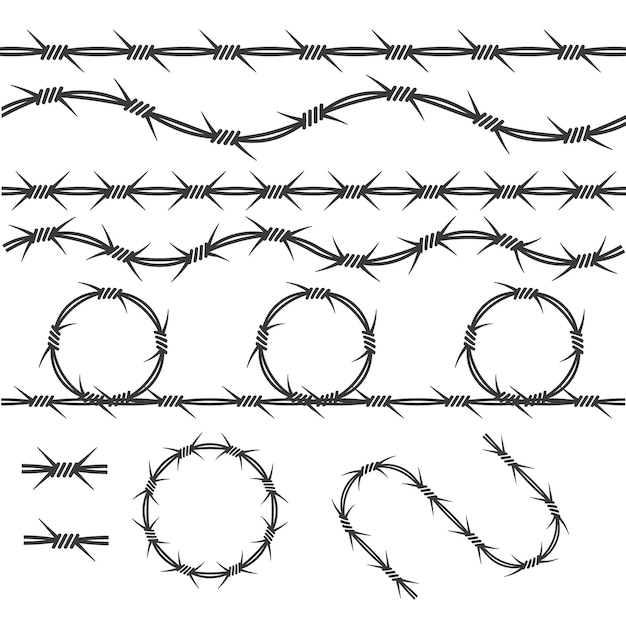 Vettore modello di disegno di illustrazione vettoriale di filo spinato