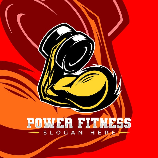 Логотип спортивной эмблемы штангиста-бодибилдера фитнес-тренажерный зал упражнения векторная иллюстрация