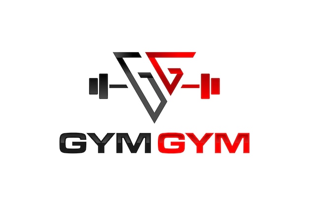 Vector barbell dumbbell logo design fitness g initial sport icon symbol power lifting