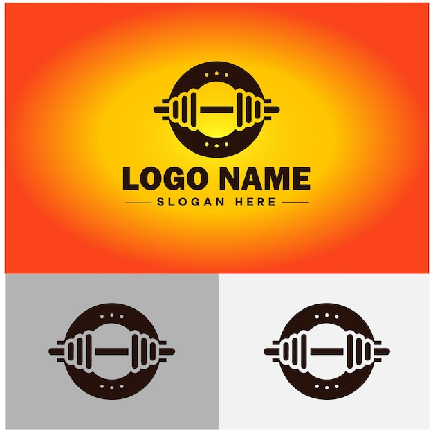 Vector barbell icon fitness gym bodybuilding sports logo icon editable vector silhouette logo