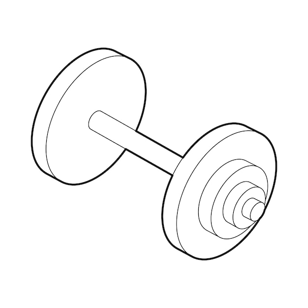 Vector barbell icon in outline style isolated on white background