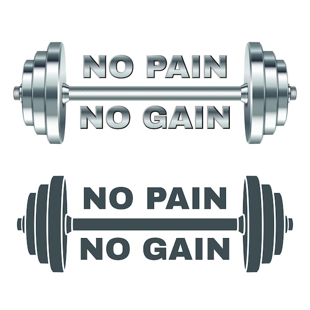 Barbell and inspirational lettering No pain  no gain