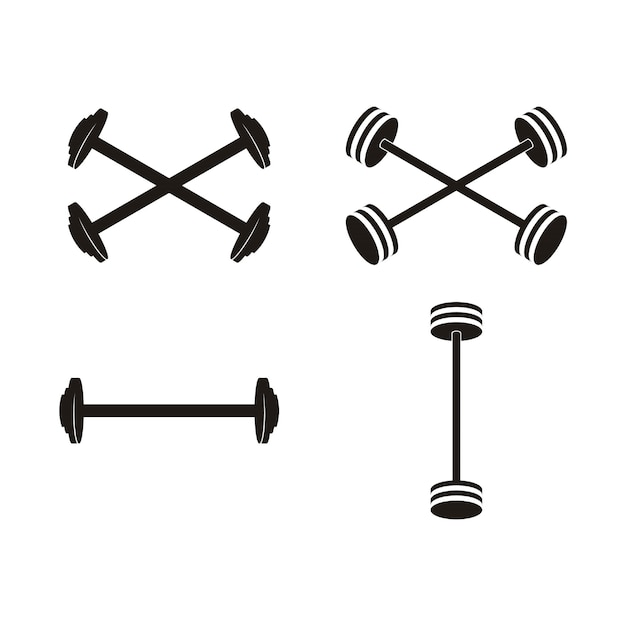 Barbell kruis pictogram element vector voor sport design