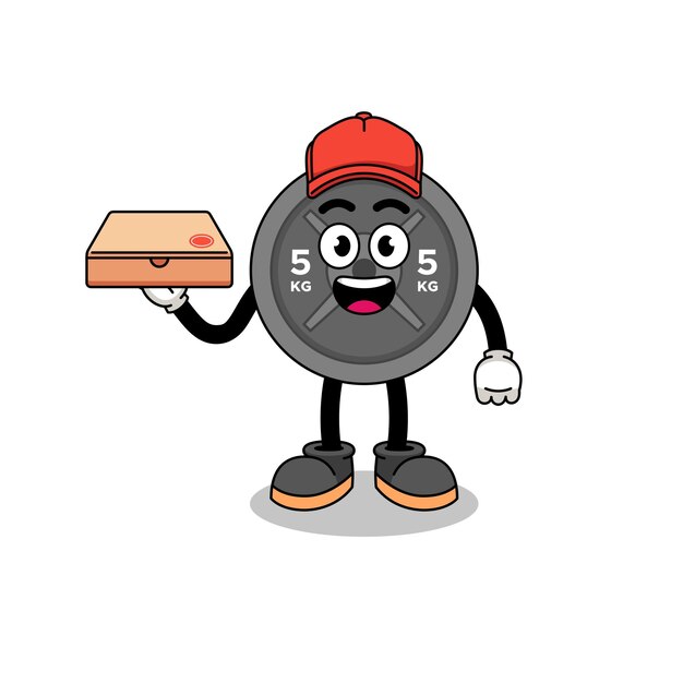 Barbell plate illustration as a pizza deliveryman