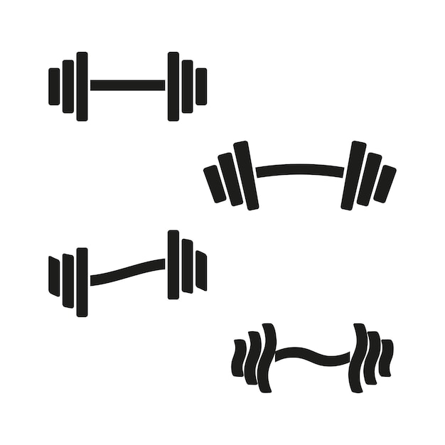 바벨 세트 터 일러스트레이션 다양한 무게와 크기 체조 장비 컬렉션