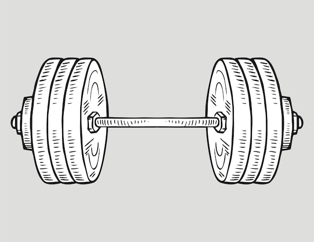 Barbell vector icon in doodle style