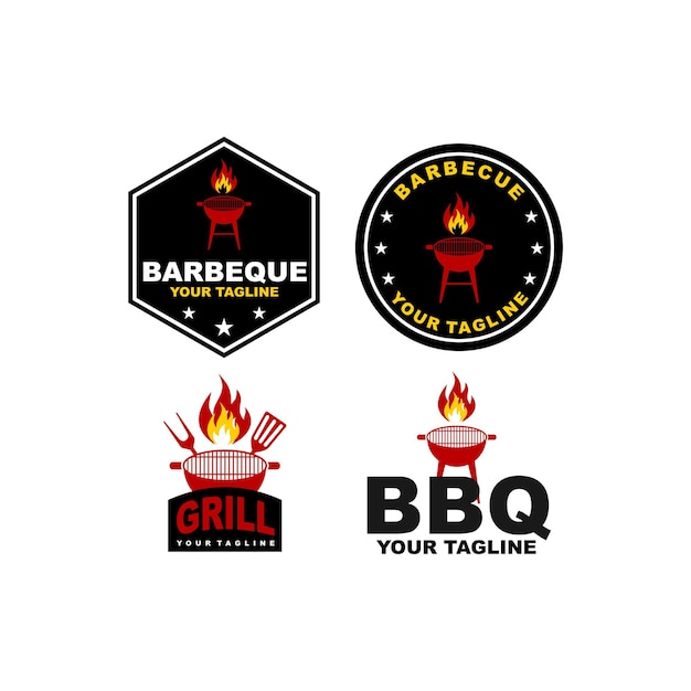 Vector barbeque badge logo set