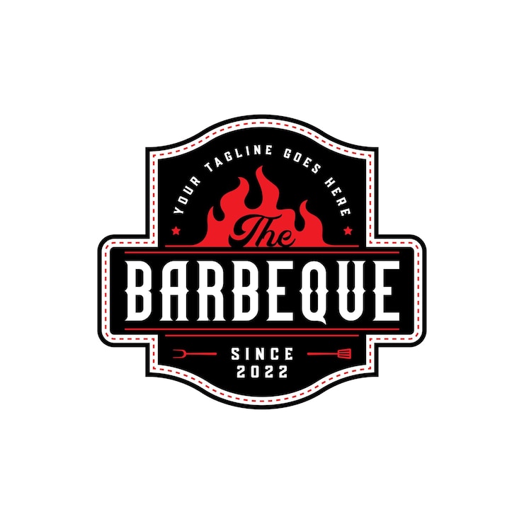 Vector barbeque grill vintage logo design