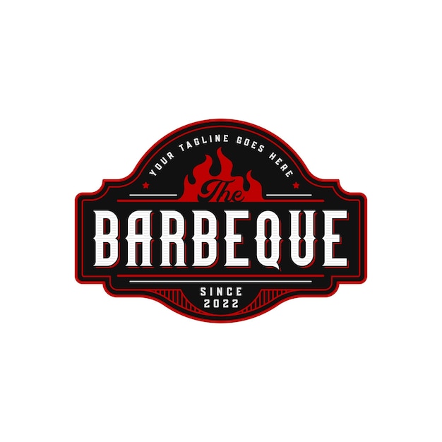 Vettore barbecue grill design del logo vintage