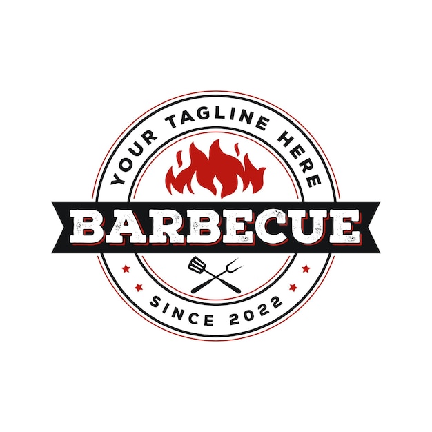 barbeque grill vintage logo design