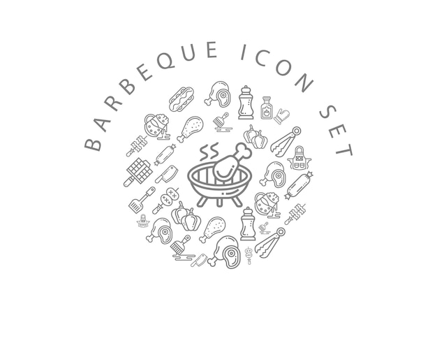 Barbeque icon set design