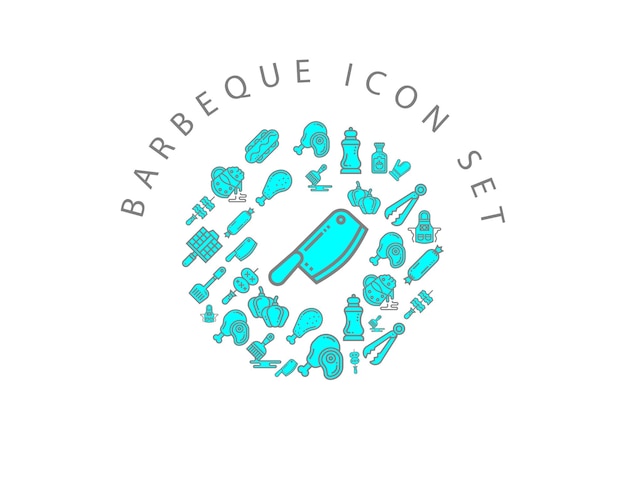 Barbeque icon set design