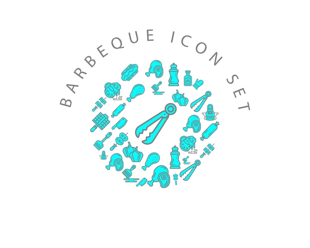 Barbeque icon set design