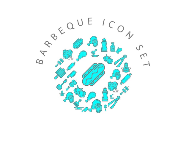 Barbeque icon set design