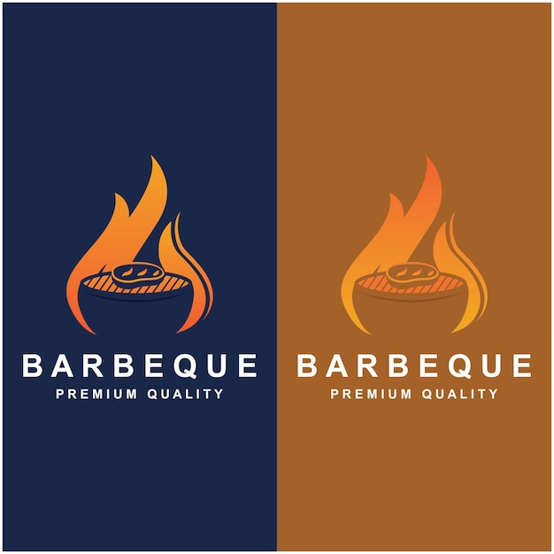 Логотип барбекю и векторная иллюстрация символов с шаблоном слогана