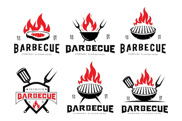 Barbeque Logo Design rosbief illustratie grill icoon