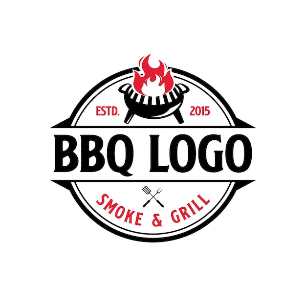 Illustrazione di vettore di ispirazione del modello di progettazione di logo del barbecue