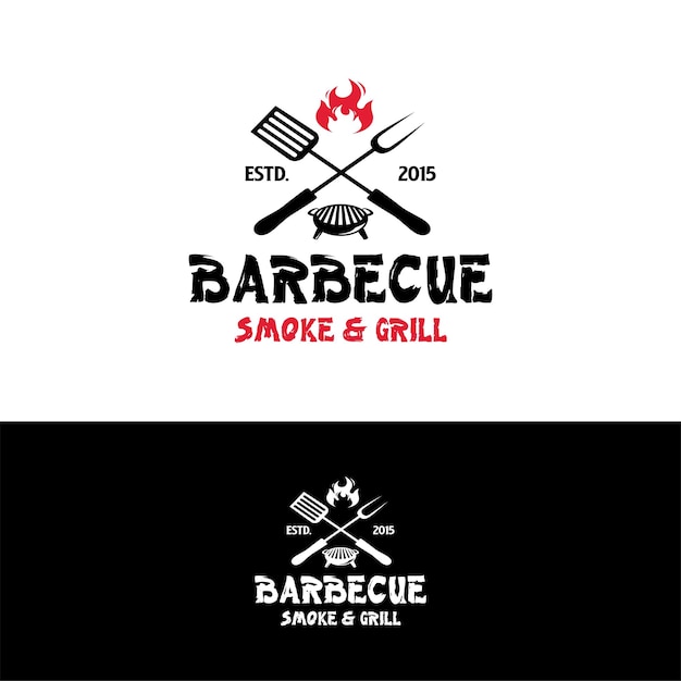 Illustrazione di vettore di ispirazione del modello di progettazione di logo del barbecue