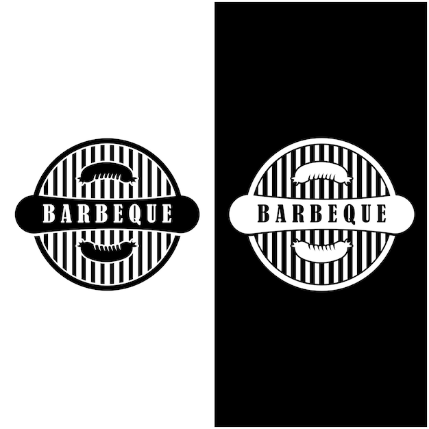 バーベキューのロゴとシンボル ベクトル イラスト スローガン テンプレート