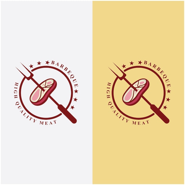 Logo barbecue e illustrazione vettoriale simbolo con modello di slogan