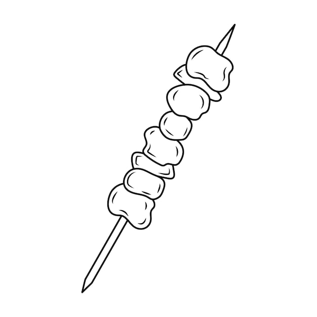 Barbeque meat lula kebab or shashlik Meat on a skewer linear icon Hand drawn doodle illustration